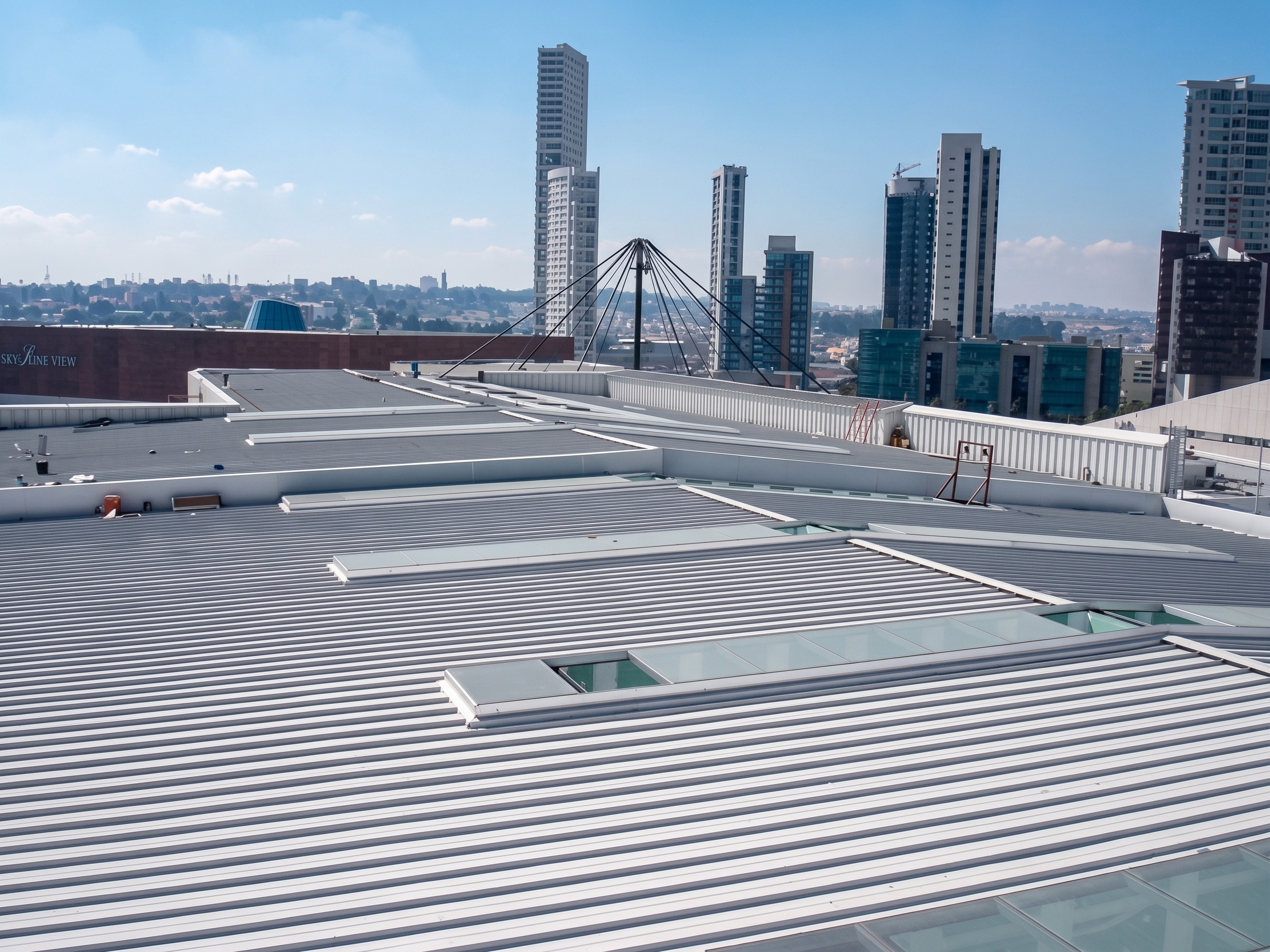 Vista de azotea con estructura metálica en Monterrey
